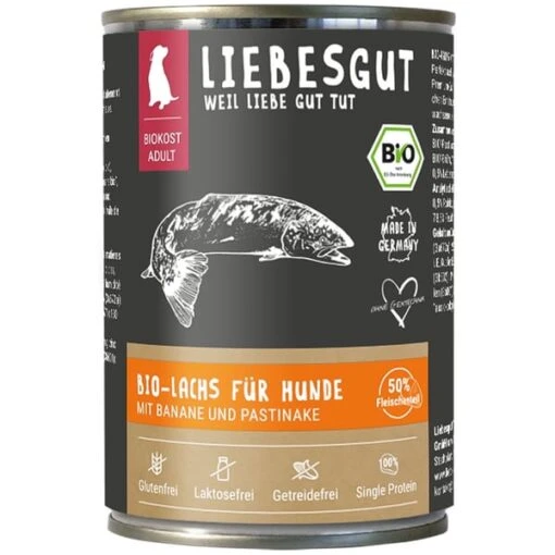 Liebesgut BIO Lachs Mit Banane Und Pastinaken -Pet Verkauf liebesgut bio lachs mit banane und pastinaken 400g