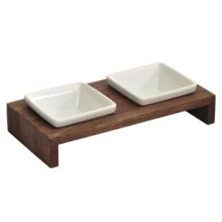 Replus Futterstation Meshidai Doppelnapf Walnuss -Pet Verkauf replus napf tranke futterstation meshidai doppelnapf walnuss xs l