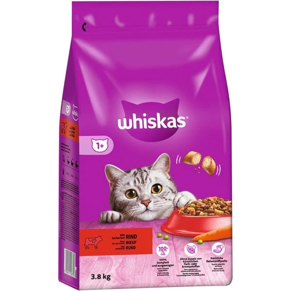Whiskas Trocken Adult 1+ Mit Rind 3,8kg 1 Whiskas Trocken Adult 1+ Mit Rind 3,8kg